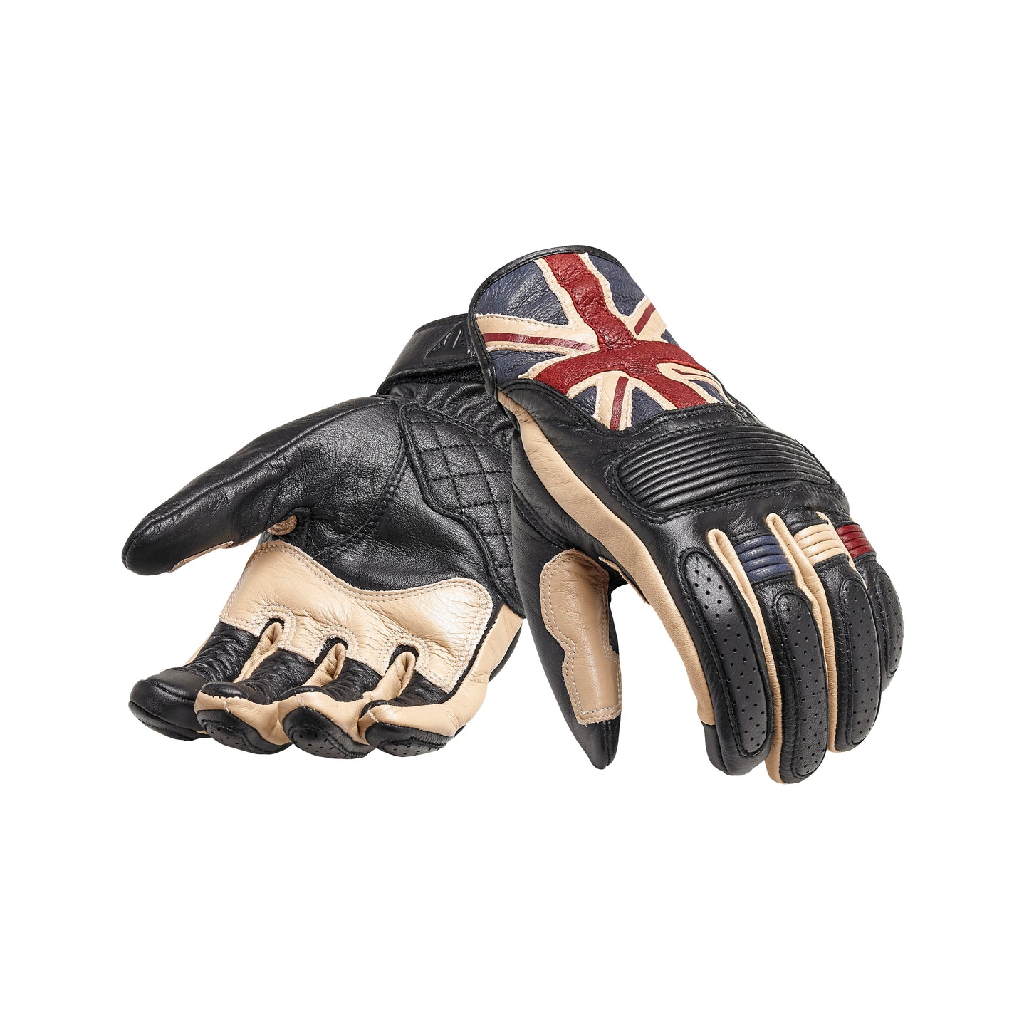 Guantes de motocicleta de cuero Triumph con bandera