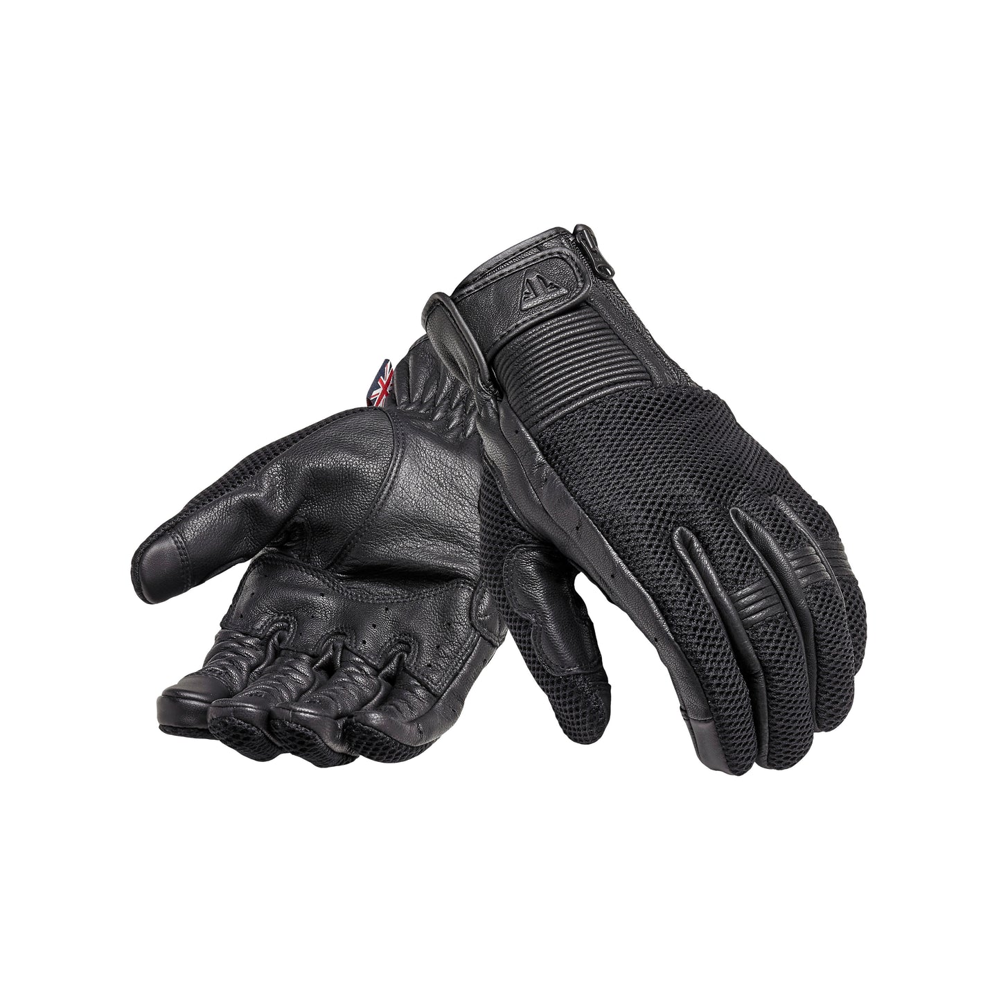 Guantes de Cuero Negro Triumph Raven Mesh