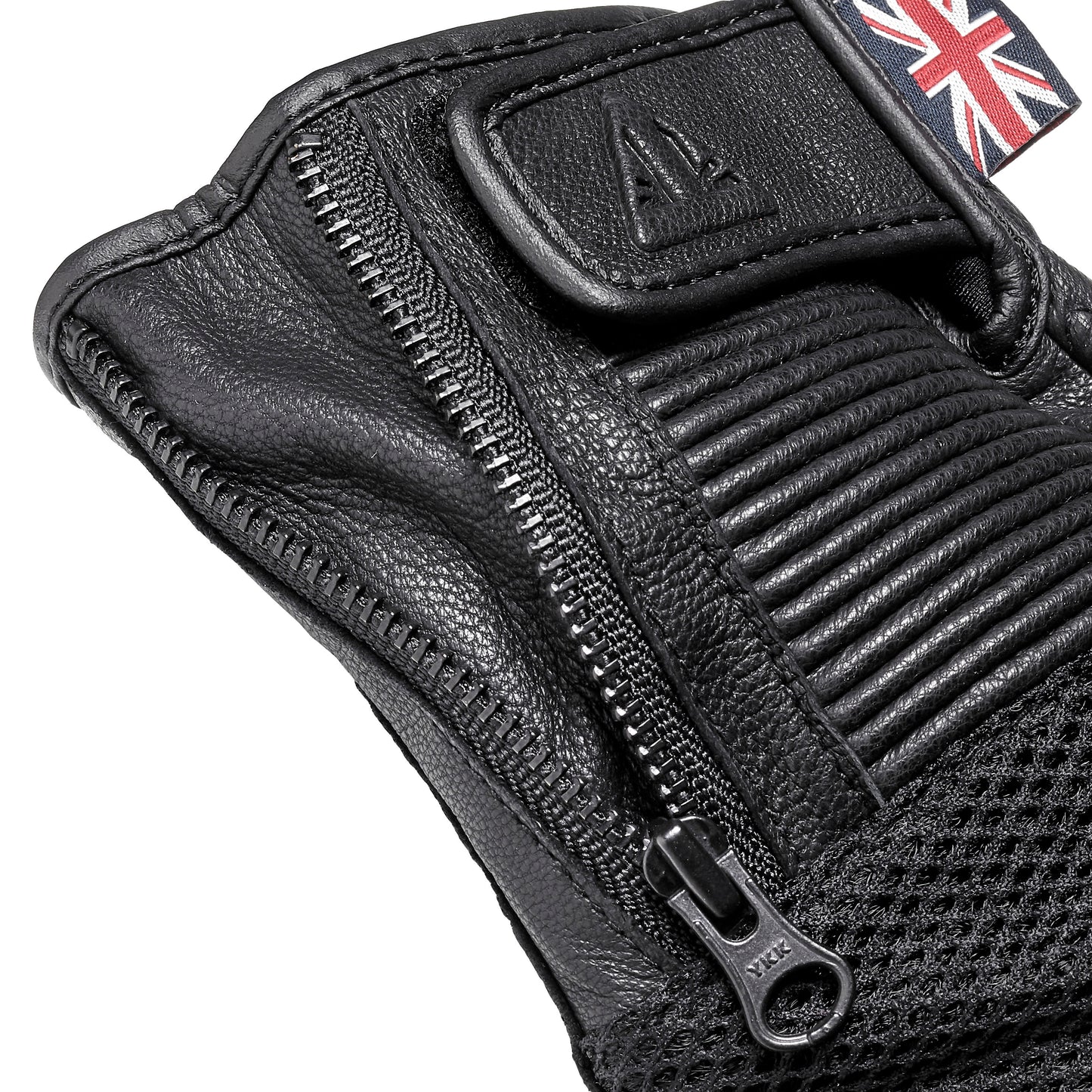 Guantes de Cuero Negro Triumph Raven Mesh