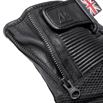 Guantes de Cuero Negro Triumph Raven Mesh