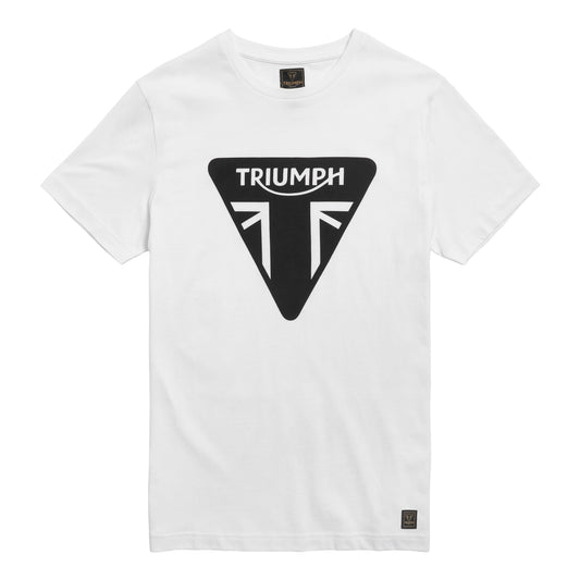 Camiseta Triumph Helston con Logo Triángulo en Blanco